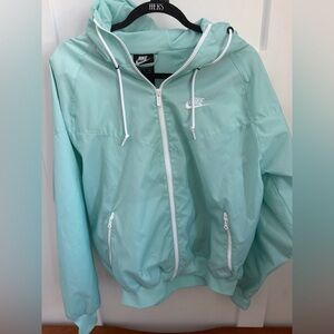 Nike Mint Green Windbreaker Jacket Hooded Full Zip Size Small